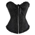 Corset Lingerie For Womensexy Women Lace Up Corset Boned Waist Zip Floral Women Tops Brocade Overbust Corset Female Slimming Clothing-2550Black_Xl