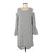 Merona Casual Dress - Shift: Gray Print Dresses - Women's Size Medium