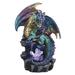 Trinx Modern Contemporary Home Office Decoration Décor Statue Figure Sculpture LED Dragon On Rock 6.25 Inches Tall Resin in Blue/Green | Wayfair