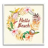 Stupell Industries Hello Beach Greeting Warm Tropical Palm Wreath Black Framed Giclee Texturized Art By Junco. Studio in Brown | Wayfair