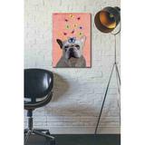 Red Barrel Studio® White French Bulldog & Butterflies - Wrapped Canvas Graphic Art Canvas in Pink | 26 H x 18 W x 0.75 D in | Wayfair