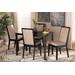 Baxton Studio Rosa Modern and Contemporary Sand Fabric Upholstered and Dark Brown Finished Wood 5-Piece Dining Set - Wholesale Interiors Rosa-Sand/Dark Brown-5PC Dining Set