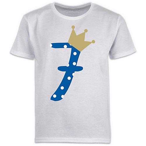 Kindergeburtstag Geburtstag Geschenk - Jungen Kinder T-Shirt - 7. Geburtstag Krone Junge - T-Shirts weiß Jungen Kinder