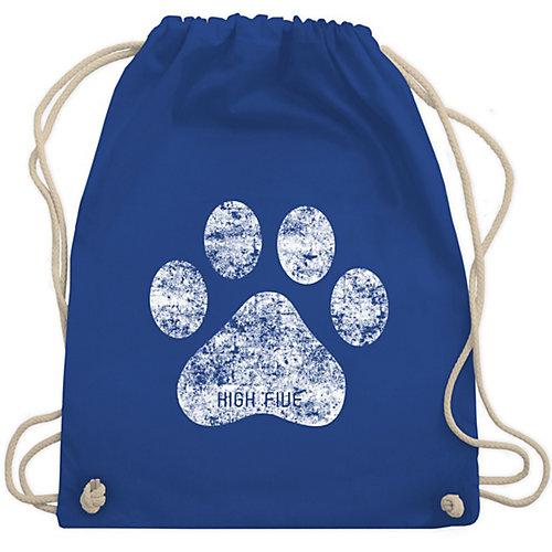 Geschenk Hundebesitzer - Turnbeutel - High Five Hunde Pfote - Turnbeutel Kinder blau Kinder