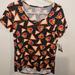 Lularoe Tops | Lularoe Classic T Knit Top Size Medium | Color: Black/Orange | Size: M