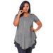 Plus Size Women's Swing Ultra Femme Tunic by Roaman's in Medium Heather Grey (Size 12) Short Sleeve V-Neck Shirt