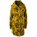 Gracious Girl Ladies Womens Italian Lagenlook Quirky 4-Button Floral Boiled Wool Long Hooded Coat Jacket Yellow