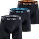 MoFiz Men's Underwear Boxer Briefs Micro Modal Long Leg Boxer Shorts Breathable Trunks Underwear Black Open Fly Pouch 3-Pack Size L