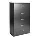 Better Home Products Olivia Wooden Tall 5 Drawer Chest Bedroom Dresser in Black - Better Home Products 616859965713