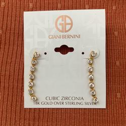 Giani Bernini Jewelry | Giani Bernini 18k Gold Over Sterling Silver. Cubic Zirconia Dangle Earrings Nwt | Color: Gold | Size: Os