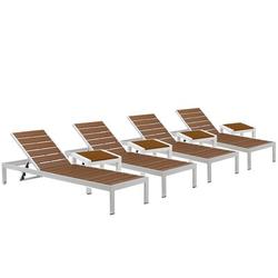 Wade Logan® Aynura 8 Piece 76" Long Reclining Chaise Lounge Set Metal in White/Brown | 37 H x 26 W x 76 D in | Outdoor Furniture | Wayfair