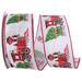 The Holiday Aisle® Train w/ Christmas Trees Linen Wired Edge Rd Ribbon Fabric in Red/White | 2.5 H x 720 W x 2.5 D in | Wayfair