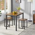 Latitude Run® 2-Person Industrial Dining Table Set Space Saving Wood/Metal in Brown | 29.5 H x 24 W x 35.5 D in | Wayfair