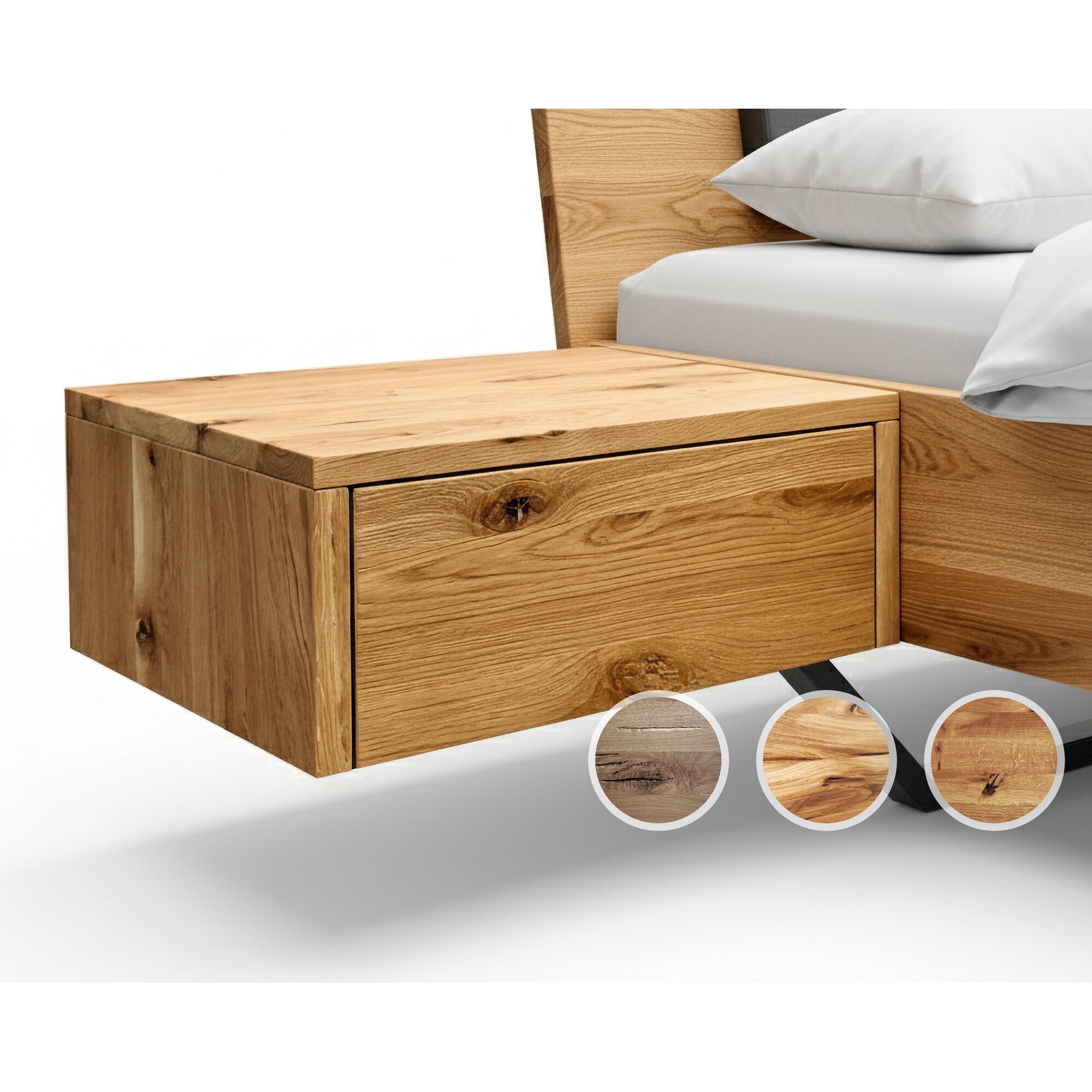 BlackWood »Dolce Vita« Massivholz Nachttisch I ohne Schublade / Wildeiche natur