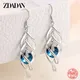 ZDADAN-Boucles d'oreilles pendantes longues en argent regardé 925 pour femme breloque en cristal