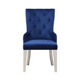 ACME Varian Side Chair in Blue Fabric & Antique Platinum