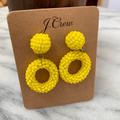 J. Crew Jewelry | J.Crew Beaded Drop-Hoop Earrings Yellow | Color: Yellow | Size: Os