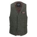 Jim Mens Tweed Waistcoat Retro Classic Tailored Fit Smart Formal 1920s Vintage Styled Vest [PWC-JIM-GREEN-42]