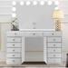 Everly Quinn Hollywood Vanity w/ Mirror Wood in Gray | 31.5 H x 50 W x 22 D in | Wayfair B58FA0EAAD9D4557AF68A2D2A6DADF4A