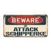 SignMission Beware of Attack Schipperke Aluminum Plate Frame Aluminum in Black/Gray/Red | 12 H x 6 W x 0.1 D in | Wayfair A-LP-04-175