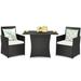 Costway 3 Pieces Patio Rattan Furniture Set with Cushion and Sofa Armrest-White