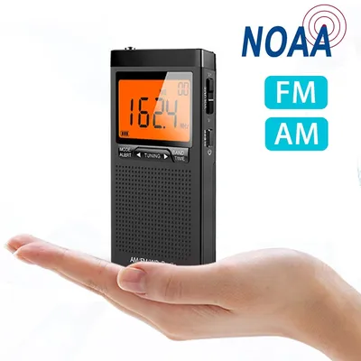 Mini radio de poche AM/FM haut-parleur portable radio météo récepteur d'antenne à recherche