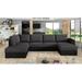 Black/Gray Sectional - Latitude Run® 120.08" Wide Sleeper Corner Sectional Faux Leather/Polyester | 33.46 H x 120.08 W x 21.65 D in | Wayfair