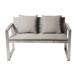 Anodized Aluminum Upholstered Cushioned Sofa with Rattan, Gray - 30 H x 26 W x 50 L Inches