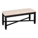 Fabric Dining Bench with Turned Legs and X Shaped Support, Beige and Black - 18 H x 16 W x 42 L Inches