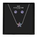 Coach Jewelry | Coach Star Crystal Necklace And Stud Earrings Set, 16" + 2" Extender | Color: Red/Silver/Tan | Size: Os