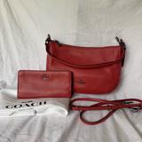 Coach Bags | Coach Leather Small Crossbody Purse And Leather Wallet Set In Red And Black | Color: Black/Red | Size: Os