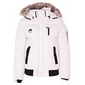 MENS PARKA PARKER PADDED LINED WINTER DOWN INSULATED JACKET FAUX FUR HOOD S-2XL (L, Off White)