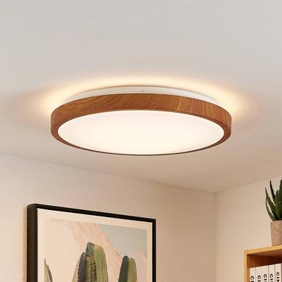 Lindby LED-Deckenleuchte Mynte, Ø43cm, Holzoptik, Kunststoff Image