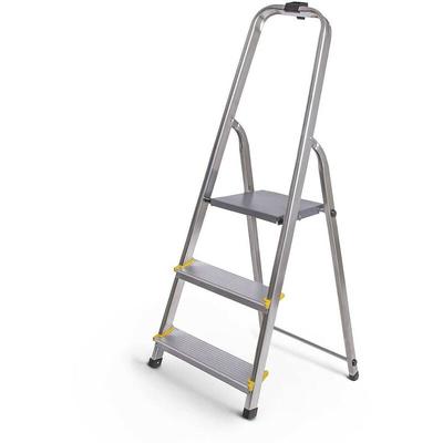 Hoström - Stehleiter Dura 3 Sprossen aus Aluminium, leicht und zusammenklappbar, Image