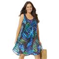 Plus Size Women's Quincy Mesh High Low Cover Up Tunic by Swimsuits For All in Green Palm (Size 18/20)