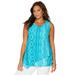 Plus Size Women's Monterey Mesh Tank by Catherines in Teal Ikat Geo (Size 2X)