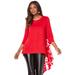 Plus Size Women's Three-Quarter Georgette-Back Tunic by Roaman's in Vivid Red (Size 22/24) Long Shirt