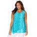 Plus Size Women's Monterey Mesh Tank by Catherines in Teal Ikat Geo (Size 1X)