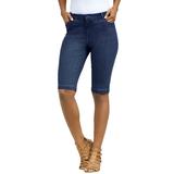 Plus Size Women's Invisible Stretch® Contour Bermuda Short by Denim 24/7 in Dark Wash (Size 32 W)