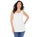 Plus Size Women's Scoopneck Tank by Roaman's in White (Size 1X) Top 100% Cotton Layering A-Shirt
