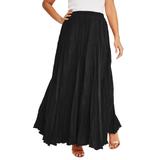 Plus Size Women's Flowing Crinkled Maxi Skirt by Jessica London in Black (Size 30) Elastic Waist 100% Cotton