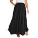 Plus Size Women's Flowing Crinkled Maxi Skirt by Jessica London in Black (Size 30) Elastic Waist 100% Cotton