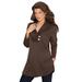 Plus Size Women's Thermal Shawl-Collar Tunic by Roaman's in Chocolate (Size 22/24) Made in USA Long Sleeve Shirt