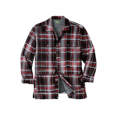 Men's Big & Tall Flannel Full Zip Snap Closure Renegade Shirt Jacket by Boulder Creek in Black Plaid (Size 5XL)