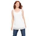 Plus Size Women's Lace-Trim V-Neck Tank by Woman Within in White (Size 18/20) Top