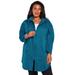 Plus Size Women's Fleece Zip Hoodie Jacket by Roaman's in Deep Teal (Size 4X)