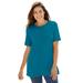 Plus Size Women's Perfect Short-Sleeve Crewneck Tee by Woman Within in Deep Teal (Size 1X) Shirt