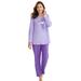 Plus Size Women's Long Sleeve Knit PJ Set by Dreams & Co. in Plum Burst Dot (Size 42/44) Pajamas