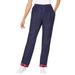 Plus Size Women's Elastic-Waist Cotton Straight Leg Pant with Flannel Lining by Woman Within in Indigo (Size 38 W)