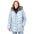 Plus Size Women's Hooded down fill puffer jacket by Woman Within in Pearl Grey (Size 20 W)